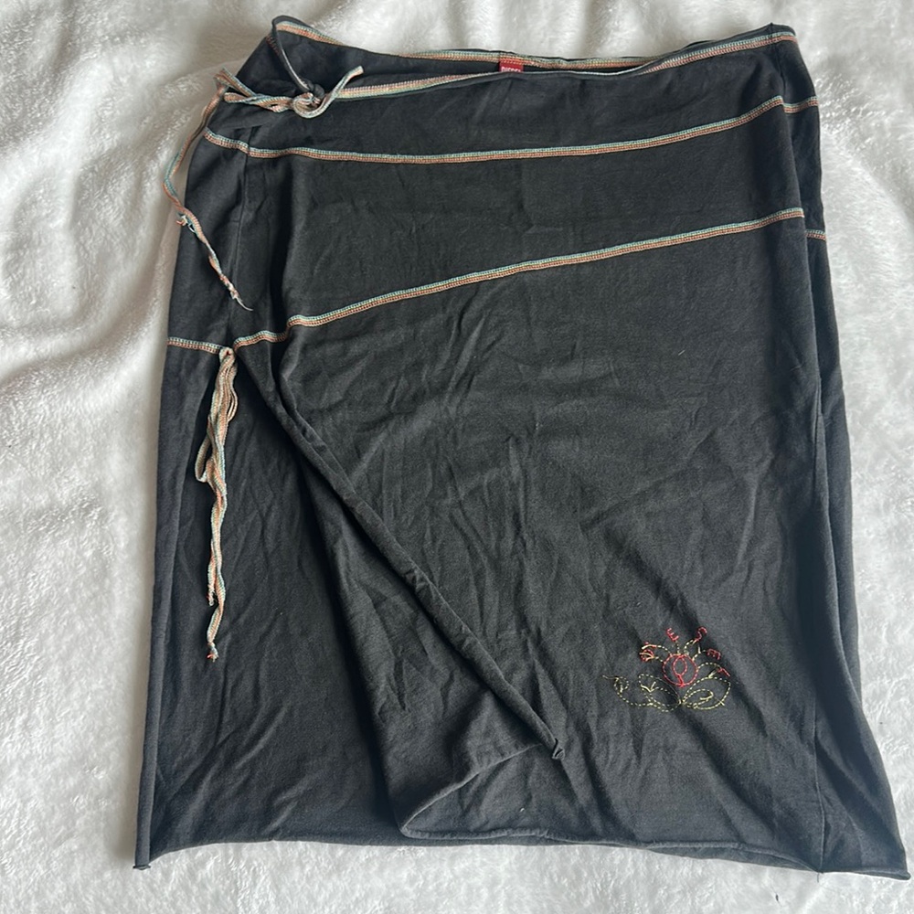 Diesel Embroidered Gray Wrap Skirt